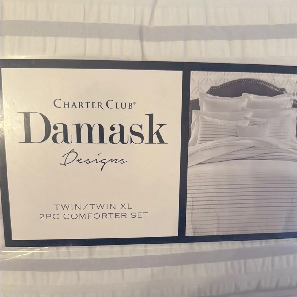 Charter Club Damask Designs Twin/Twin XL Comforter Set White- Gray